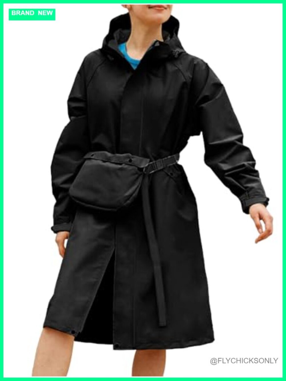 Waterproof Rain Jacket Hooded Convertible Bag Windbreaker Trench Coat